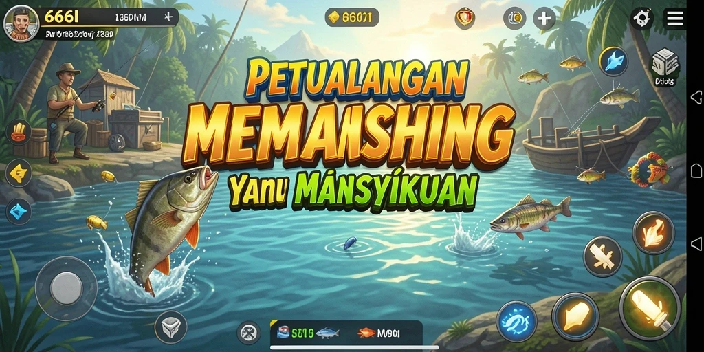 Tangkapan ikan yang menakjubkan dalam permainan Fishing.