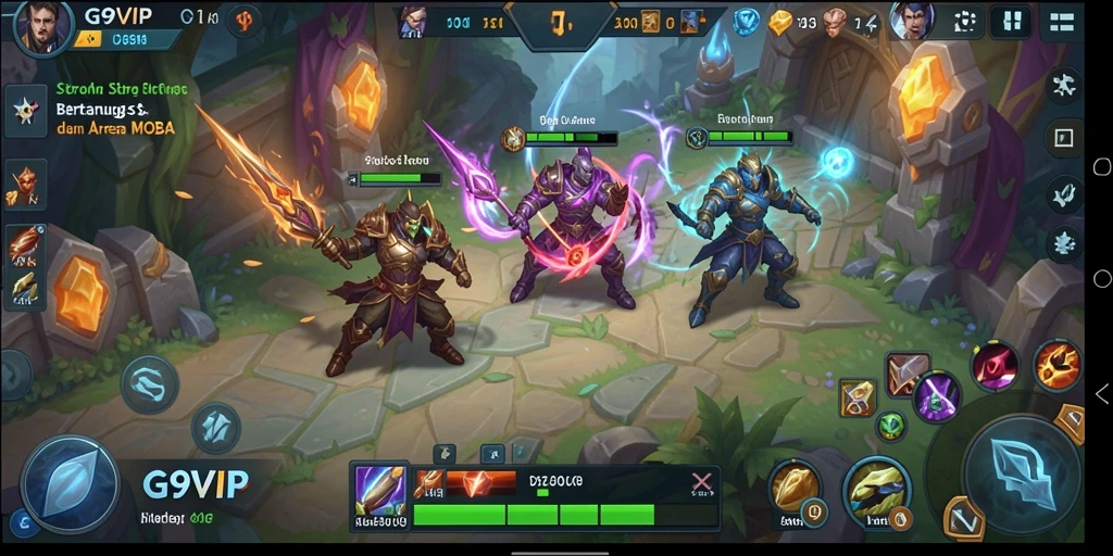 Tangkapan layar G9VIP menampilkan pertarungan epik dalam arena MOBA.