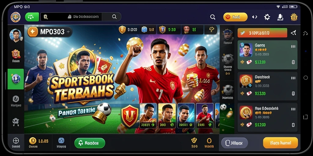 Screenshot utama MPO303 menampilkan aktivitas taruhan real-time dan opsi olahraga.