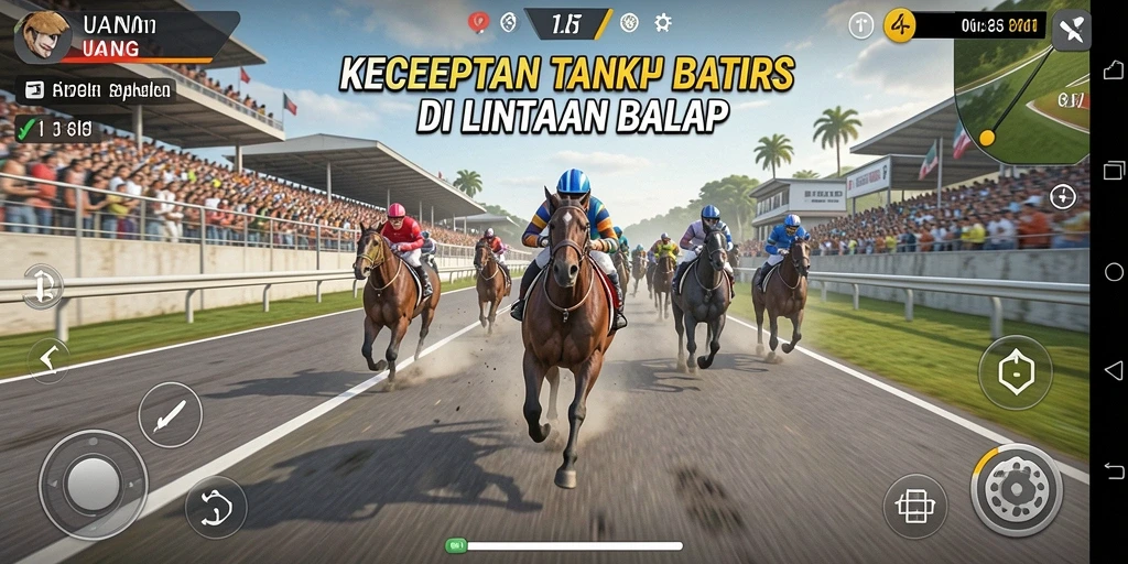 Tampilan gameplay UANG yang mendebarkan saat balapan di jalanan.