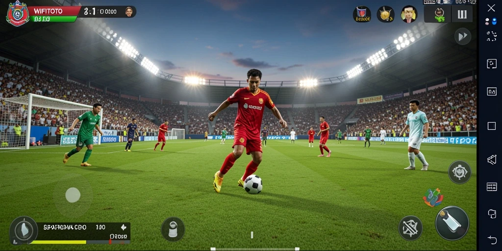 Tampilan gameplay WIFITOTO dengan aksi sepak bola yang seru.
