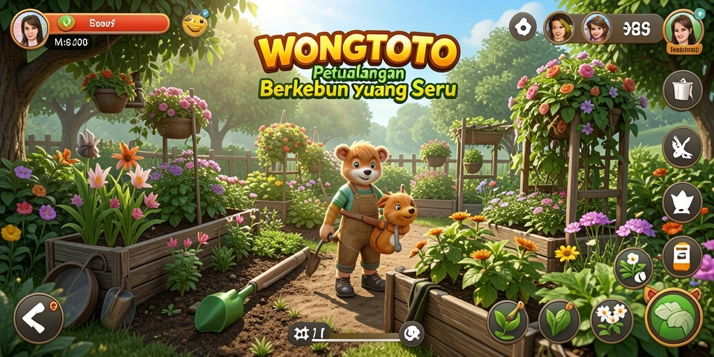 Tampilan screenshot menampilkan aktivitas berkebun yang seru di WONGTOTO.